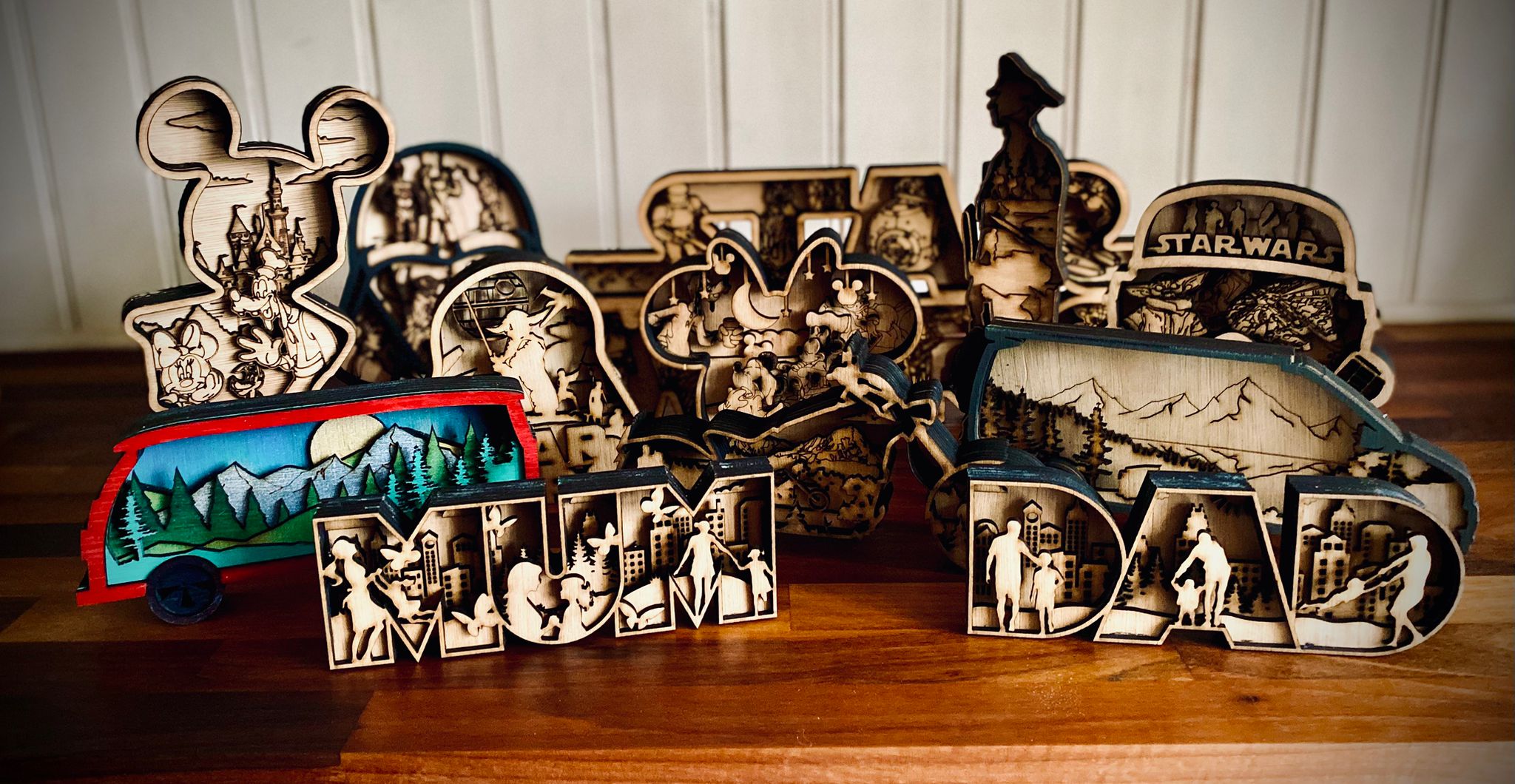 Layered Wooden Ornaments - Festive personalised décor for holiday homes and gifting