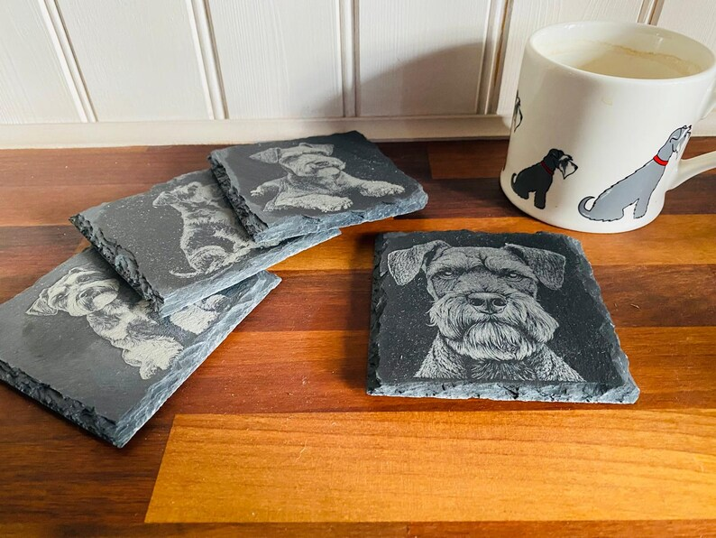 Personalised Slate Pet Portrait Coasters - Square - Custom engraved pet home décor for dog and cat lovers thumbnail 2