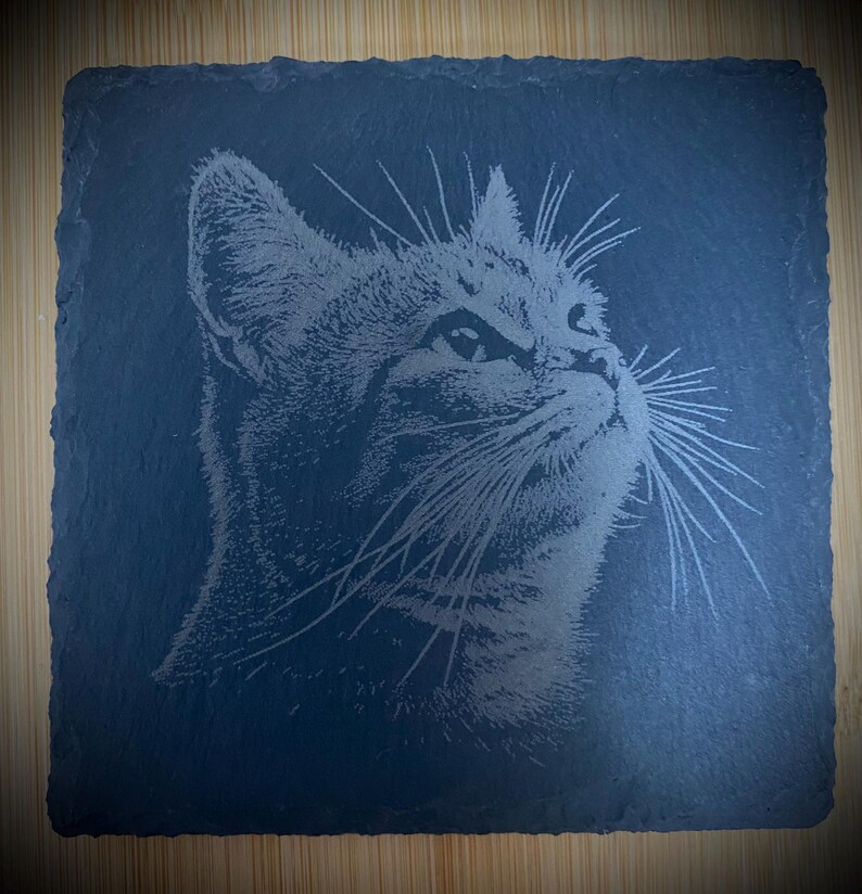 Personalised Slate Pet Portrait Coasters - Square - Custom engraved pet home décor for dog and cat lovers thumbnail 8